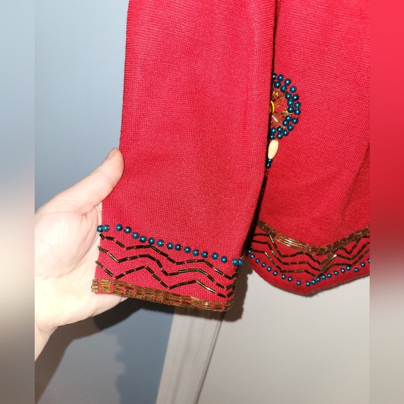 Vintage DL Mckelvey Cardigan Sweater Seed Beads And Dream Catchers Size Medium - Picture 7 of 10